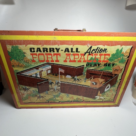 1968 Louis Marx "Carry-All Action Fort Apache Play Set" with Many Original Accessories
