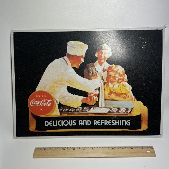 "Drink Coca-Cola Delicious and Refreshing" Metal Reproduction Sign