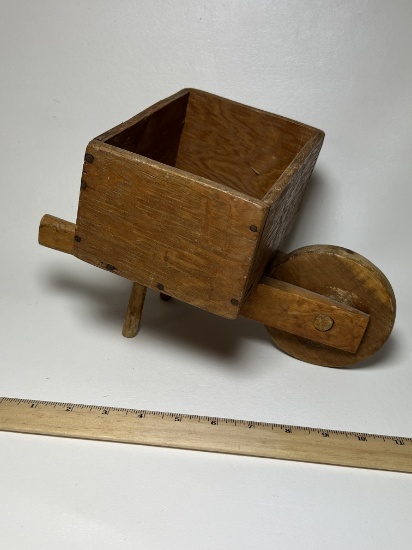 Hand Crafted Vintage Wooden Miniature Wheelbarrow