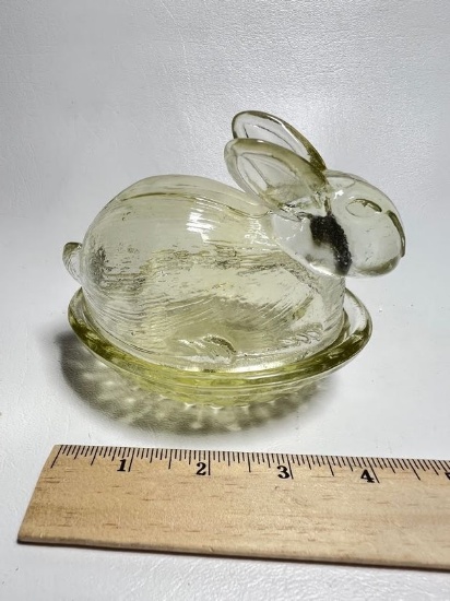 Yellow Glass Miniature Bunny-on-a-Nest