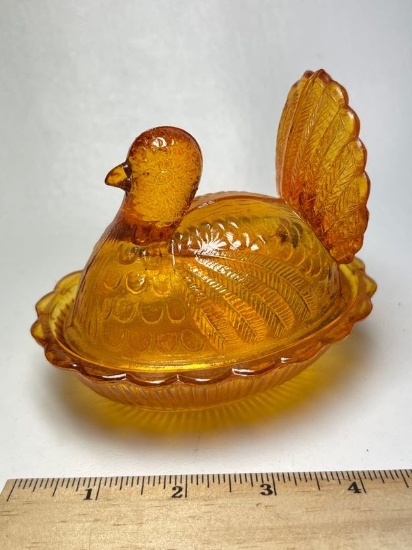 Amber Glass Turkey-on-a-Nest