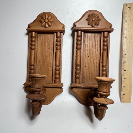 Pair of Retro Candle Holder Wall Sconces