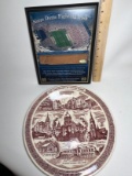 Notre Dame Fighting Irish Plaque w/ Actual Piece of Bench From Notre Dame Stadium & Collectors Plate