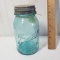 Vintage Ball Quart Size Blue Mason Jar with Zinc Lid