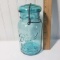 Antique Ball Ideal Blue Quart Size Mason Jar with Glass Lid and Bail Wire