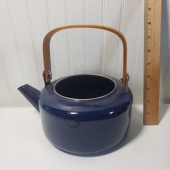 Enamel Teapot with Wood Handle