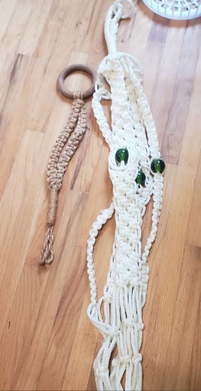 Lot of 2 Vintage Plant Hangers (1 has fraying on tail)