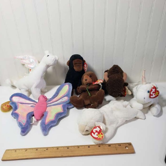 Lot of 7 Beanie Babies with Tags Attached