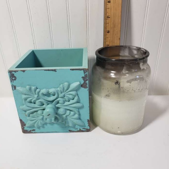 Cute Decorative Box with Partially Burned Yankee Candle