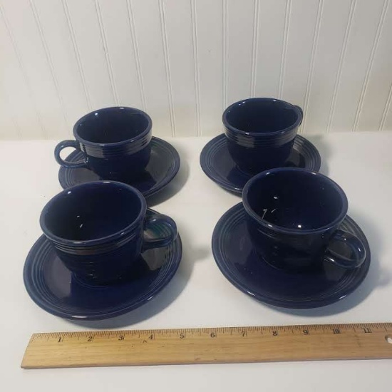 4 Sets of Fiesta Ware Cups and Saucers
