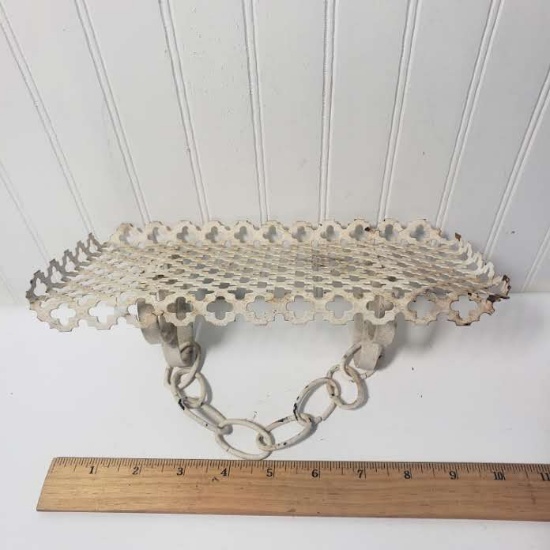 Mid Century Metal Wall Shelf, Quatrefoil Mesh