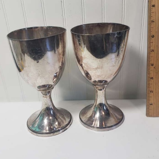 Pair of Meriden Company Silver Plated Goblets