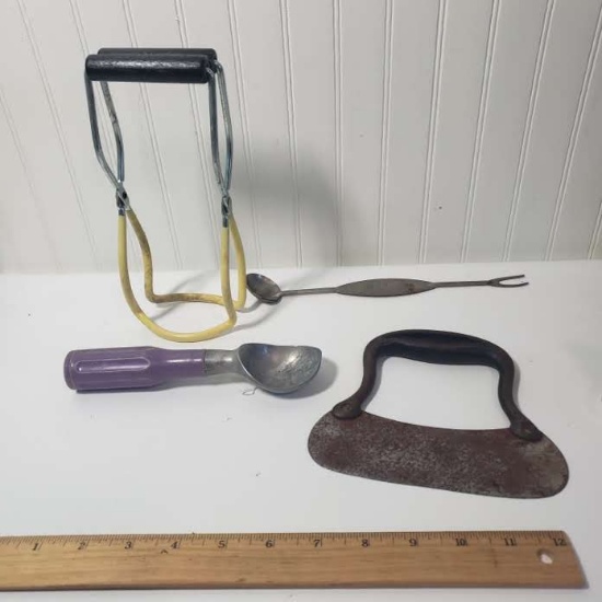 Lot of Vintage Kitchen Tools - Cast Iron Handle on Chopper