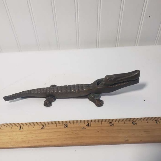 Vintage Brass Alligator Nutcracker