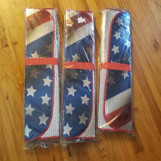 Lot of 3 New Patriotic Sun Shade For Cars