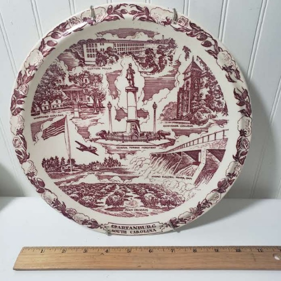 Awesome Souvenir Plate, Spartanburg, SC with Plate Hanger