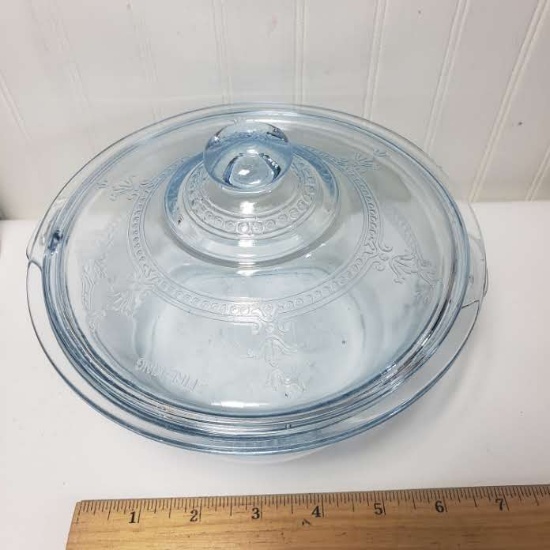 Vintage Fire King Philbe Sapphire Blue Casserole Dish with Lid