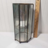 Brass and Glass Hexagon Table Top Footed Display Case
