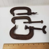 Lot of 3 Vintage C Clamps