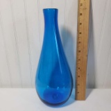 Vintage Blue Hand Blown Glass Vase