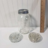 Mason Jar with Flower Frog Lid and 2 Glass Flower Frogs