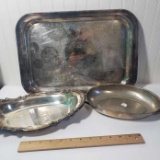 Lot of 3 Silver Plate Trays 