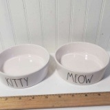 Set of New Rae Dunn Cat Feeding Bowls