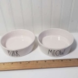 Set of New Rae Dunn Cat Feeding Bowls
