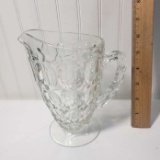 Vintage Clear Glass Thumbprint Pitcher