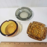 Lot of 3 Glass Ashtrays
