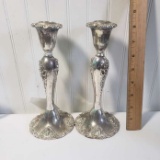 Pair of Heavy Ornate Godinger Silver Plate Candlesticks