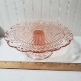 Vintage Pink Glass Cake Stand