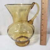 Vintage Amber Glass Pitcher