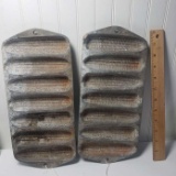 Lot of 2 Cast Iron Corn Stick Pans