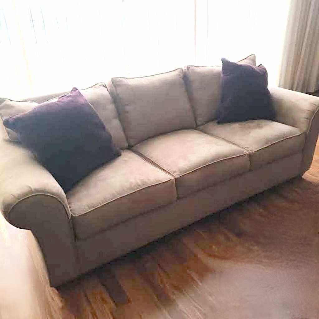 Tan microsuede couch deals