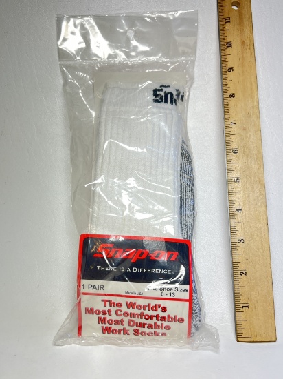 SNAP-ON Pair of Cotton Crew Socks Fits Shoe Sizes 6-13 - Sealed