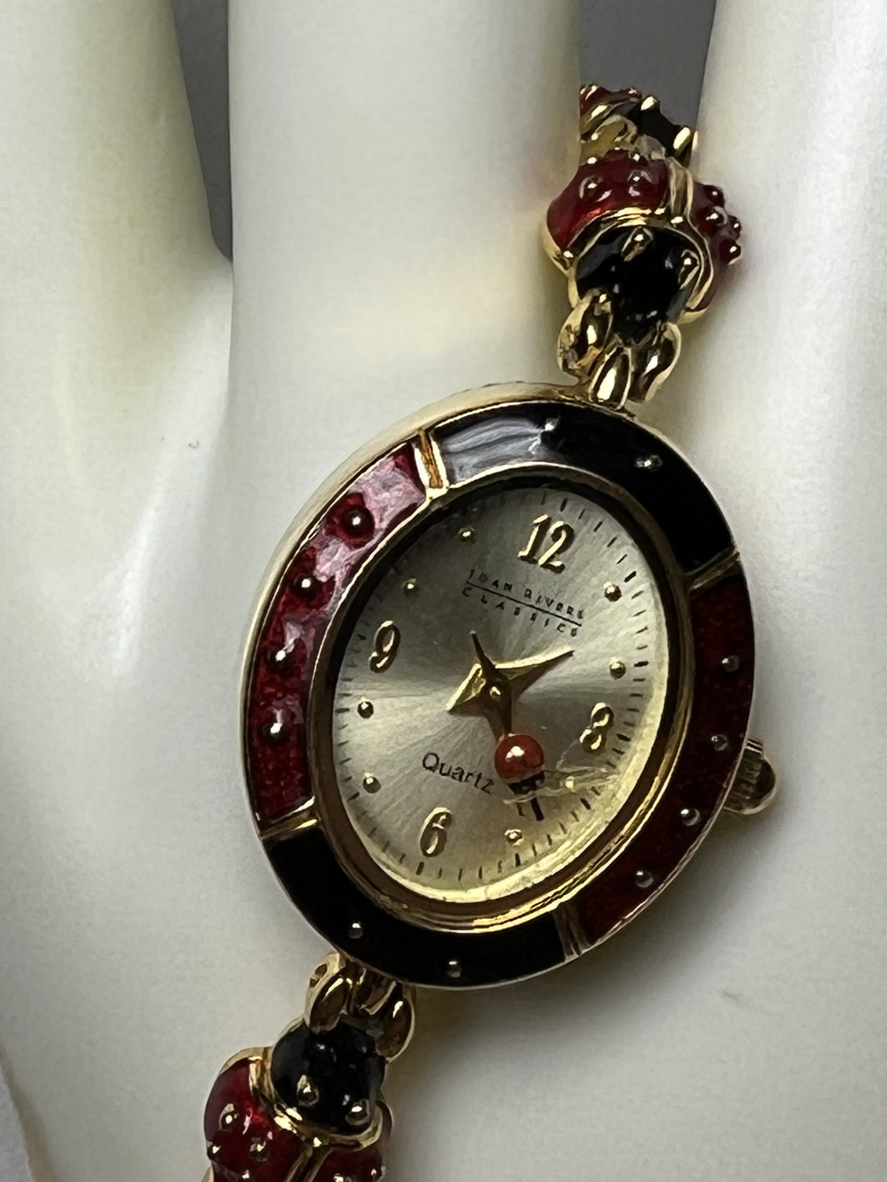 Vintage Joan Rivers Ladybug Watch Gold Tone JOAN RIVERS LADYBUG Gold Tone Enamel Watch, Bracelet  main image 2