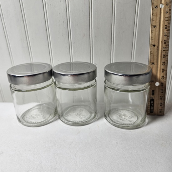 Set of 9 Glass Jars with Silver Lids