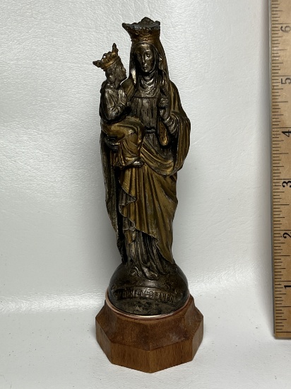 Vintage French Statue of Saint Anne de Beaupre, Mother of Mary Holding Baby Mary