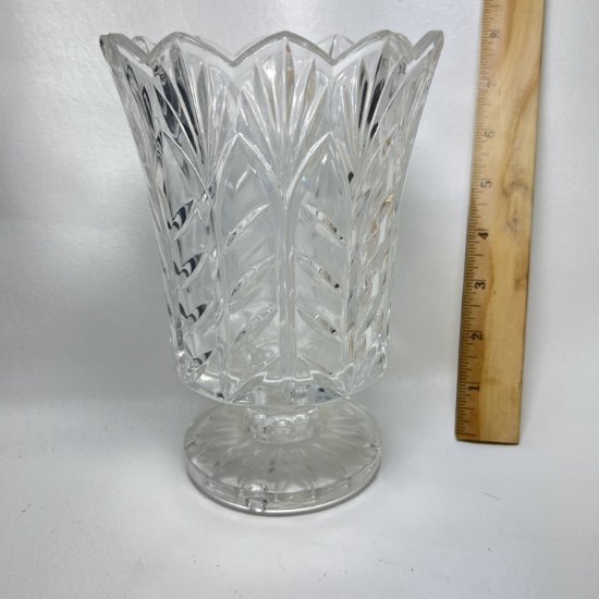 Pressed Glass Tall Candle Holder