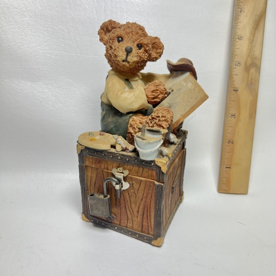 Teddy Bear Artist on Locking Hinged Trinket Box