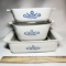3 pc Cornflower Blue Corning Ware Casserole Dishes with Lid
