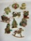 Lot of Vintage Gold Tone Heavy Plastic Christmas Ornaments