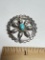 Vintage Sterling Silver Native American Pin with Turquoise Stone