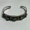 Vintage Sterling Silver Native American Cuff Bracelet with Turquoise Stones