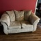 Nice Beige Love Seat with Wooden Legs - Excellent Condition!