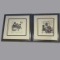 Pair of Hand Crafted Needlework Wall Hangings Framed & Matted