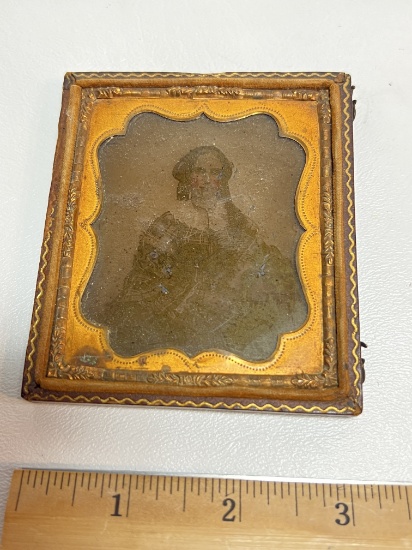 Antique Tin Type in Old Frame