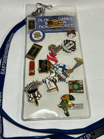 Lot of 1996 Olympic Games Pins on Lanyard