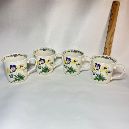 4 pc Noritake Cup Set with Pretty Floral Design - Conservatory